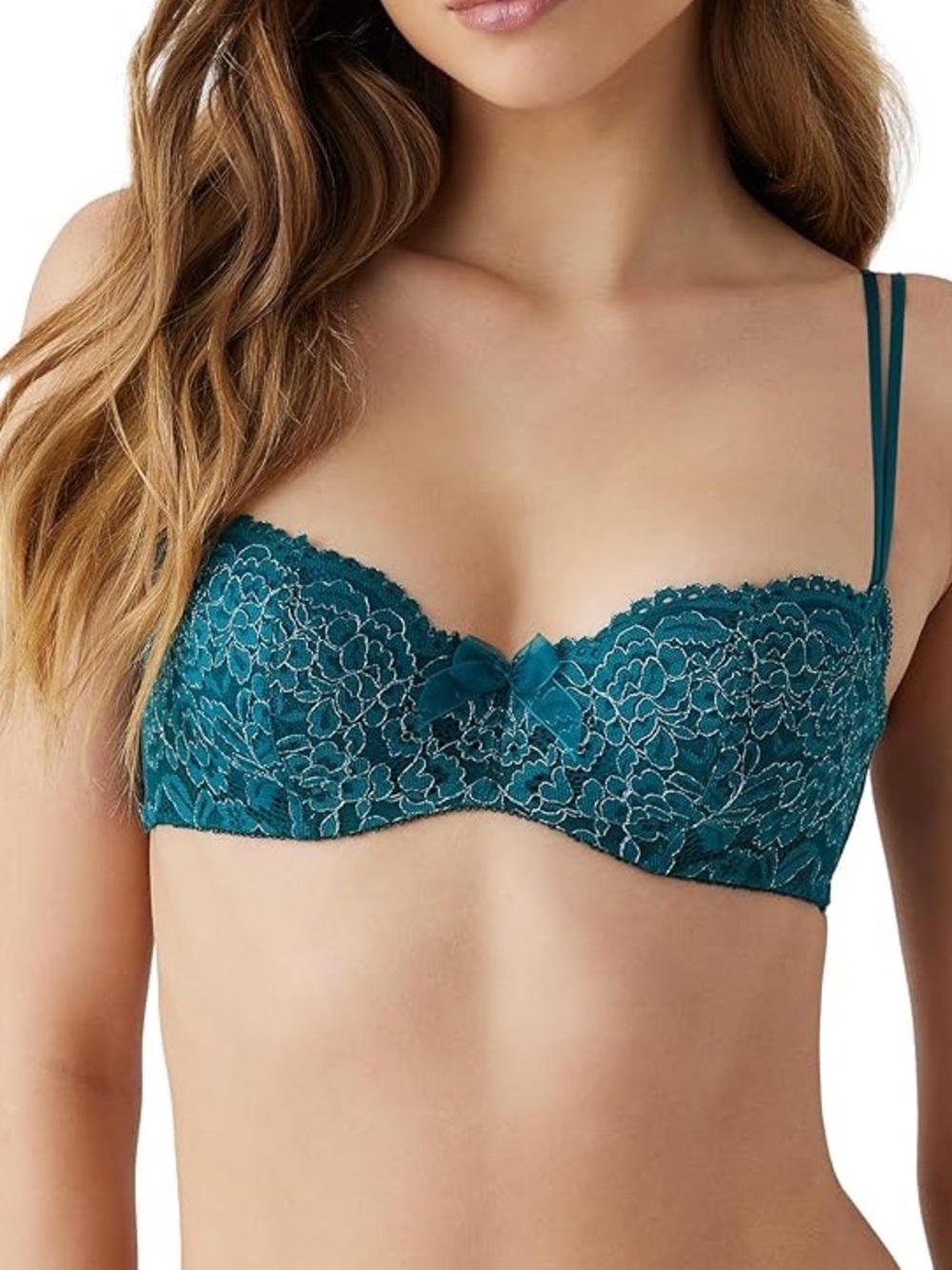 NWT Dark Teal Lace Underwire Balconette Bra - Size 34C
